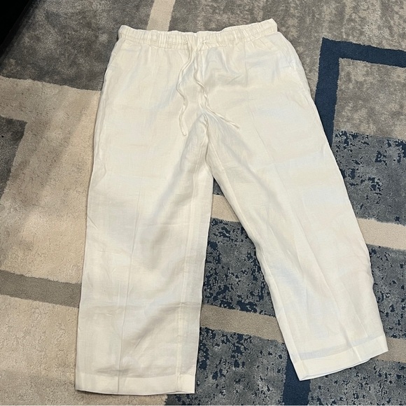 Charter Club Women's White 100% Linen Lined Pants Size L Large Pull-On - Picture 1 of 11